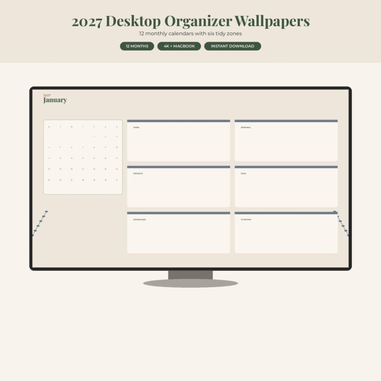 2027 Botanical Desktop Wallpaper Organizer