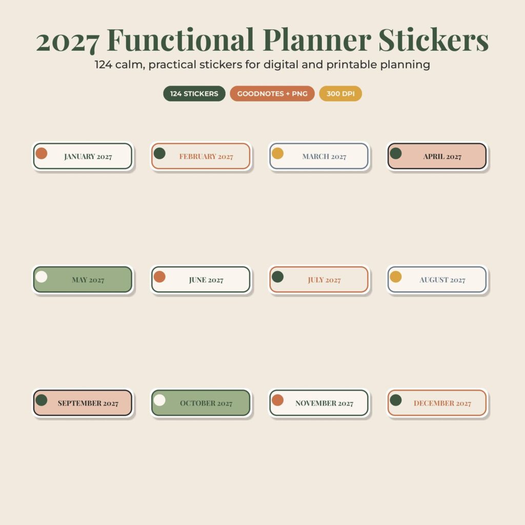 2027 Functional Planner Stickers