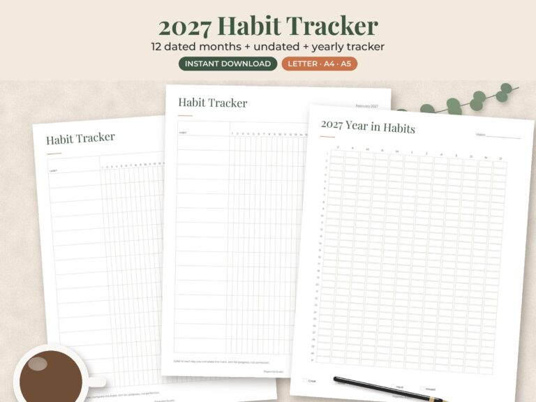 2027 Monthly Habit Tracker
