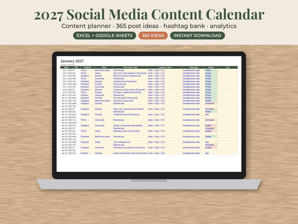 2027 Social Media Content Calendar
