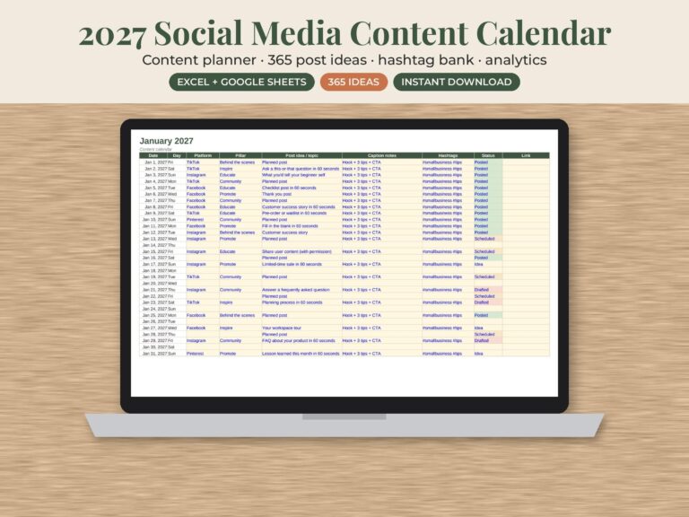 2027 Social Media Content Calendar