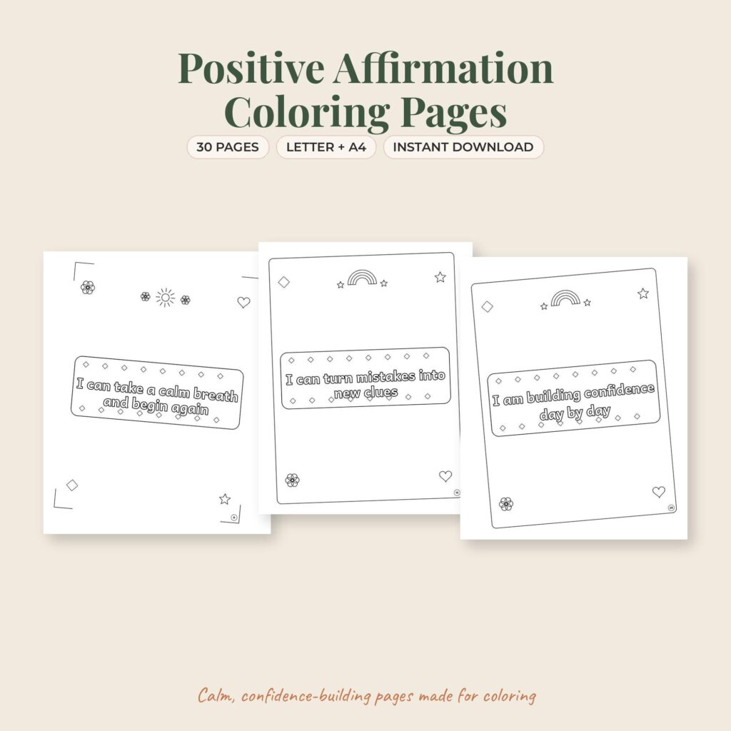 Affirmation Coloring Pages for Kids
