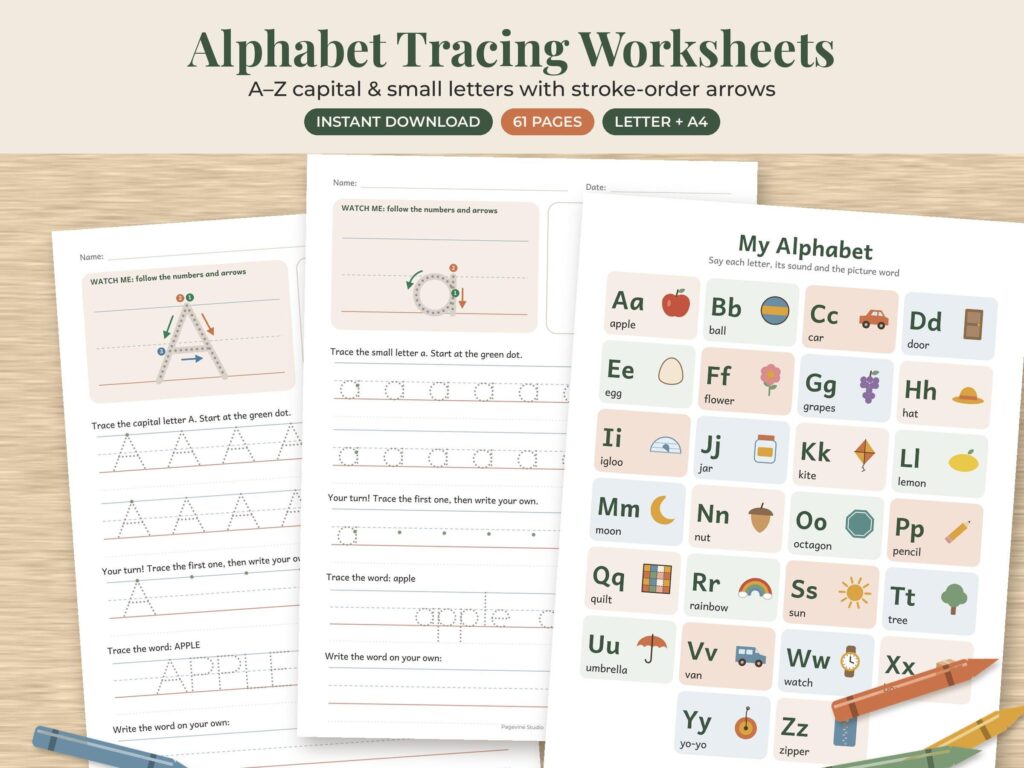 Alphabet Tracing Worksheets A-Z