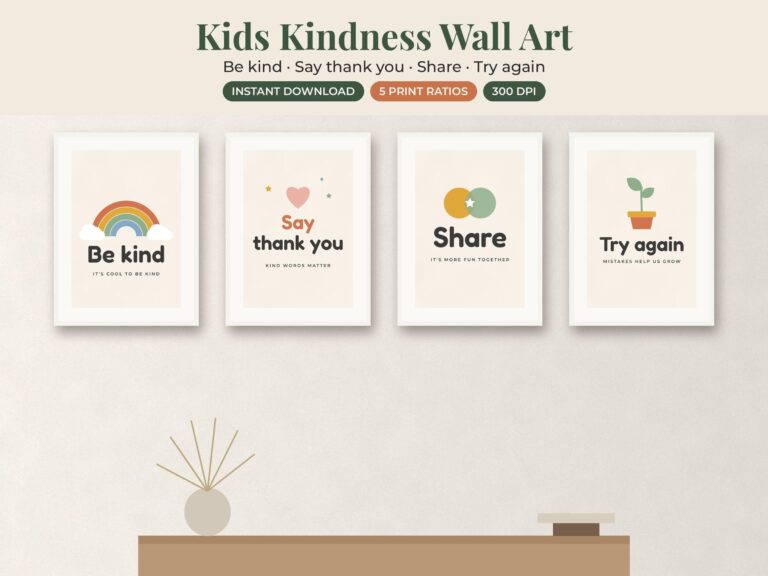 Be Kind Kids Posters Set of 4