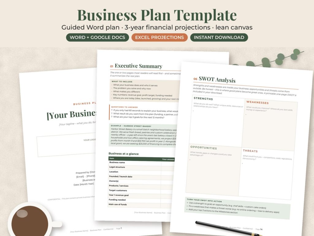 Business Plan Template & Projections