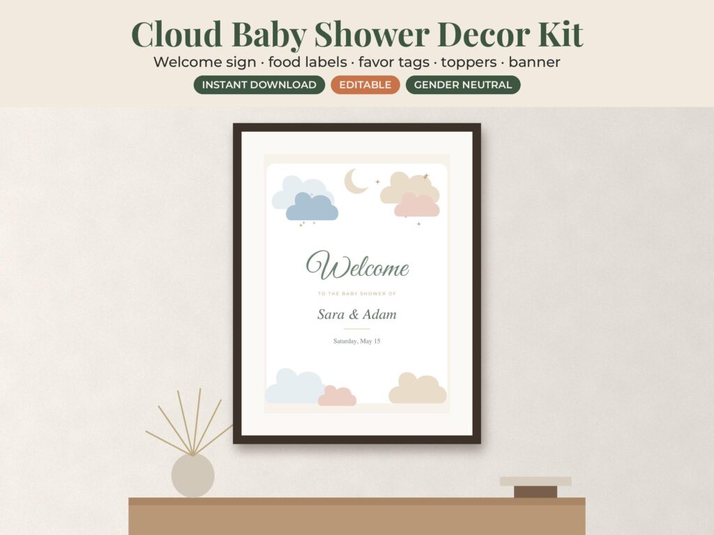 Cloud Baby Shower Decorations Kit