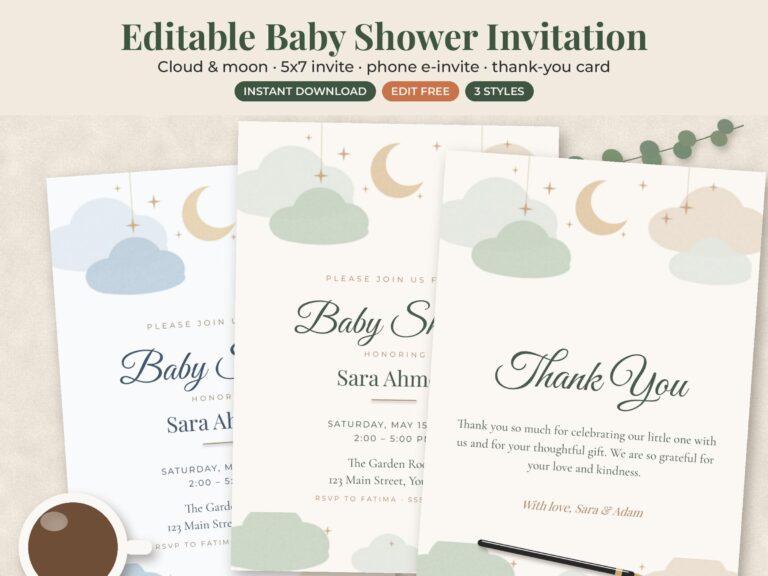 Cloud Baby Shower Invitation Template