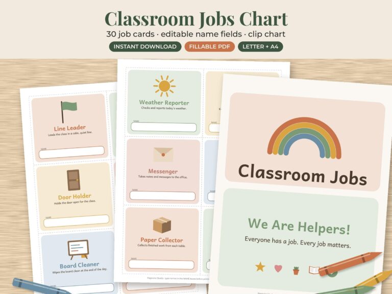 Editable Classroom Jobs Chart