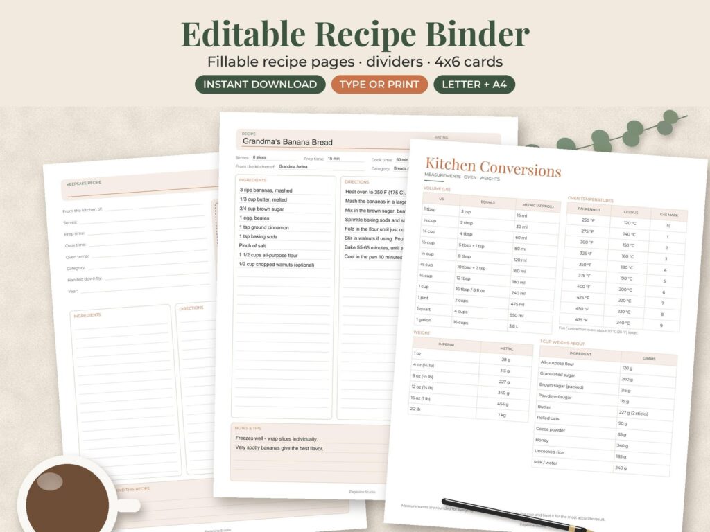 Editable Family Recipe Binder
