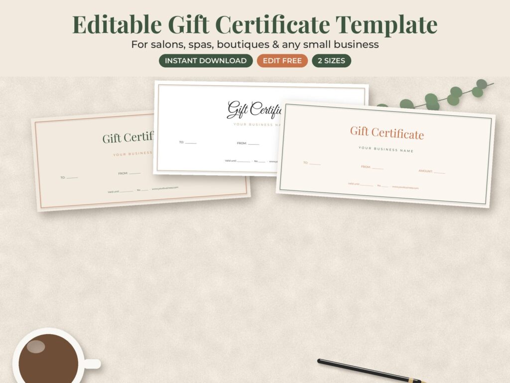 Editable Gift Certificate Template