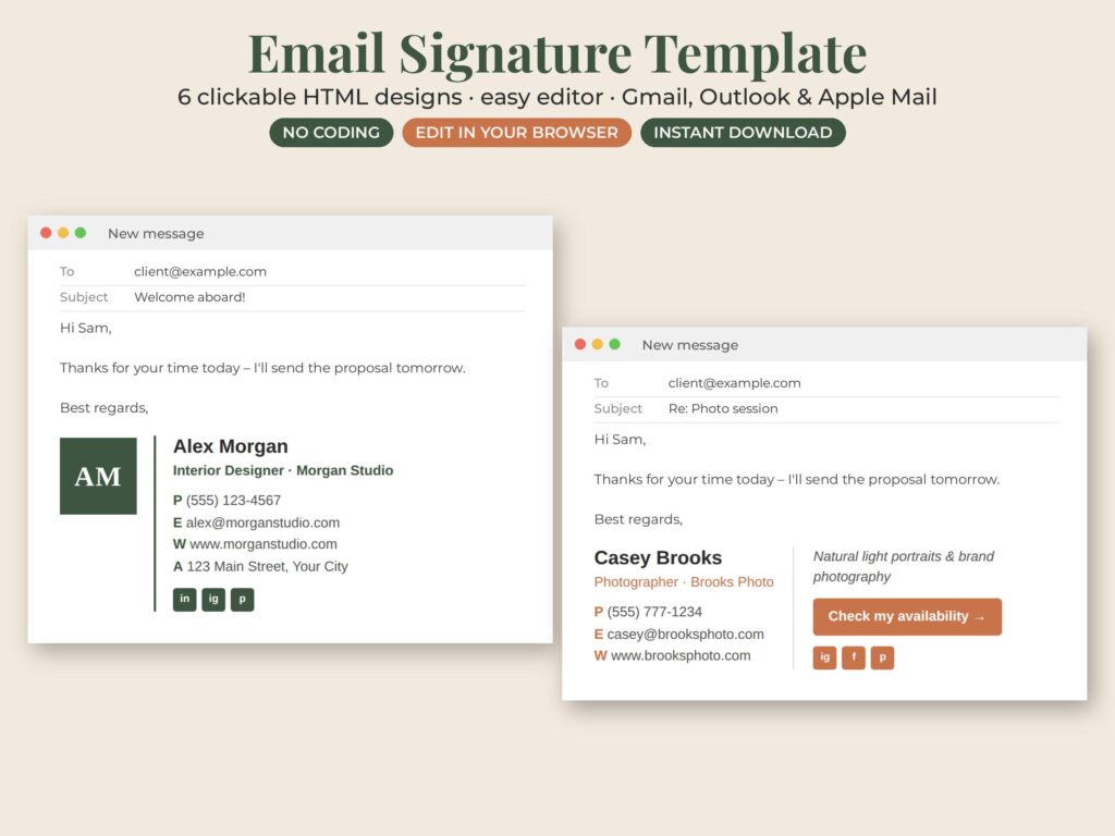 Editable HTML Email Signature