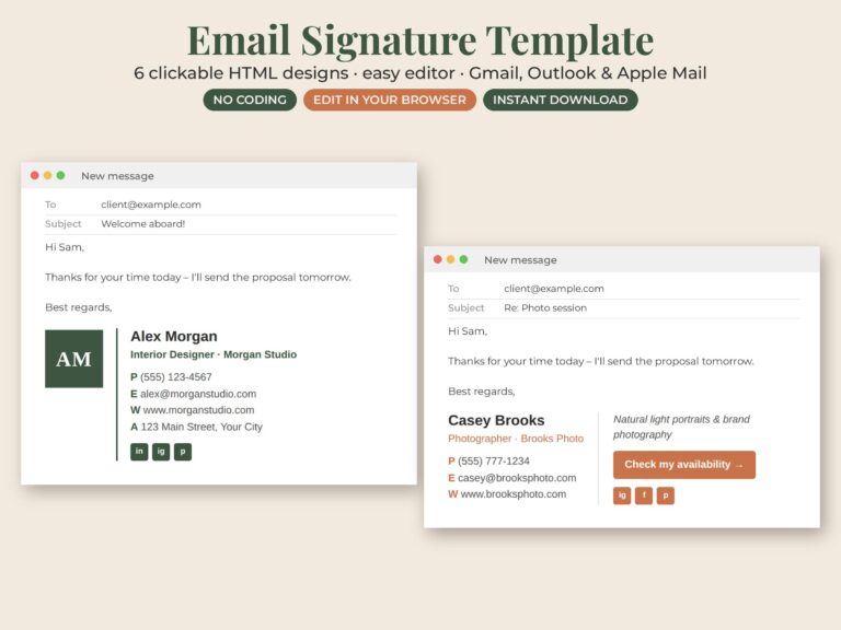 Editable HTML Email Signature