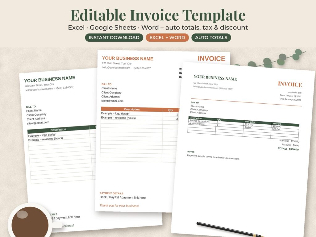 Editable Invoice Template