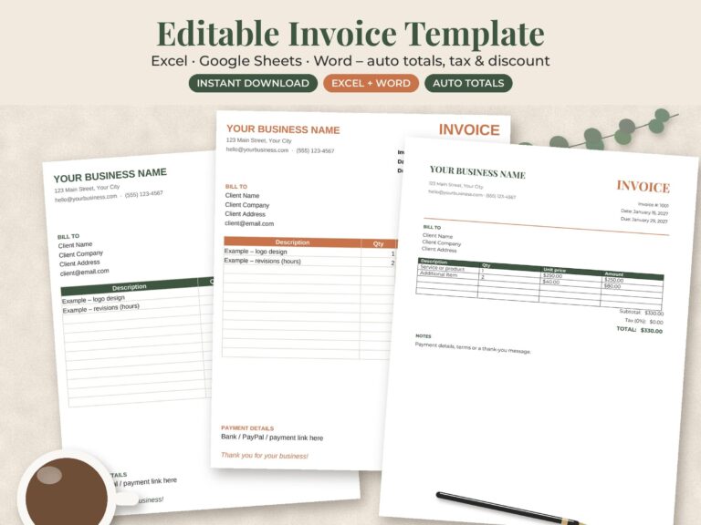Editable Invoice Template