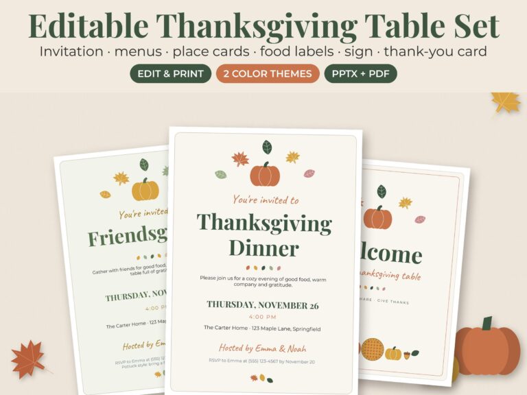 Editable Thanksgiving Party Printables
