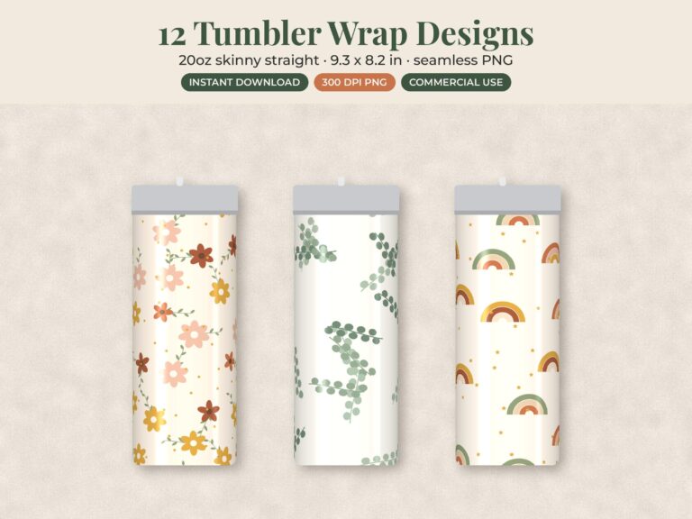 Floral Boho Tumbler Wrap Bundle