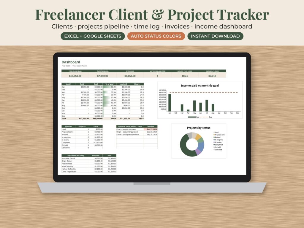 Freelancer Client Tracker Spreadsheet