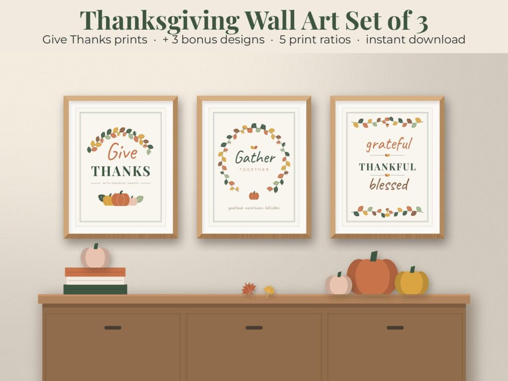 Give Thanks Wall Art Set of 3