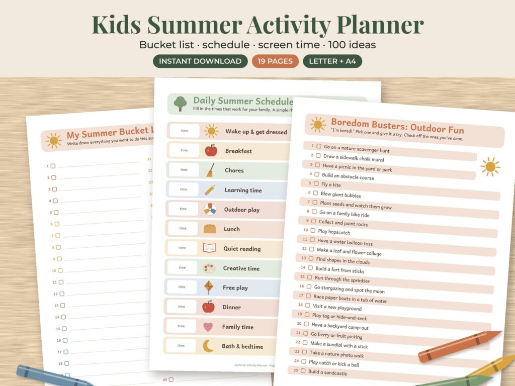 Kids Summer Bucket List & Schedule