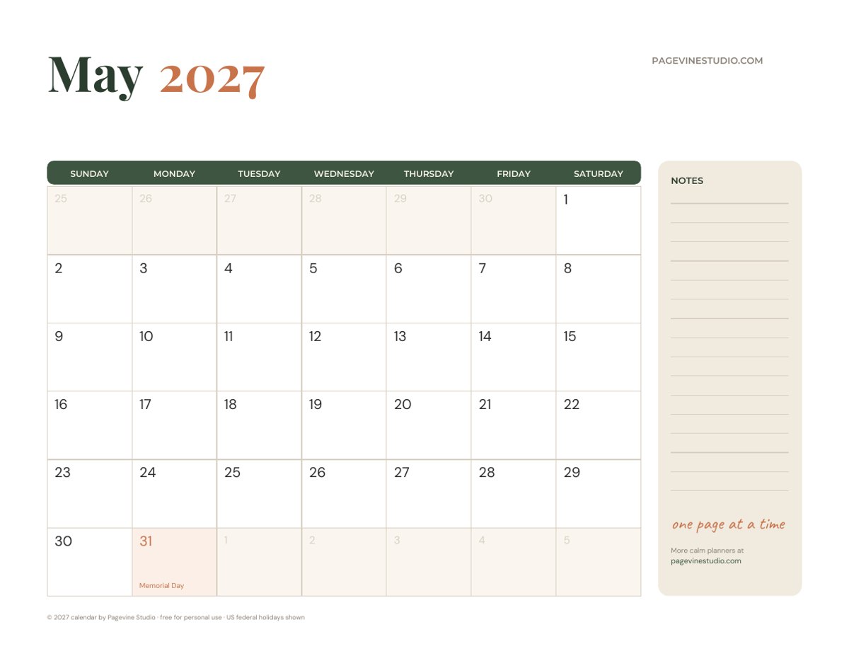 May 2027 calendar