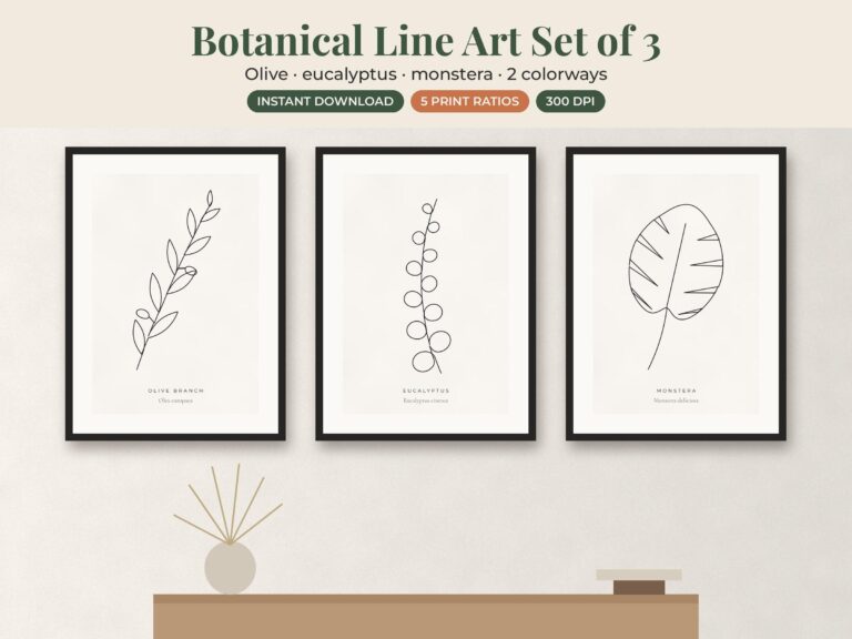 Minimalist Botanical Line Art Set of 3