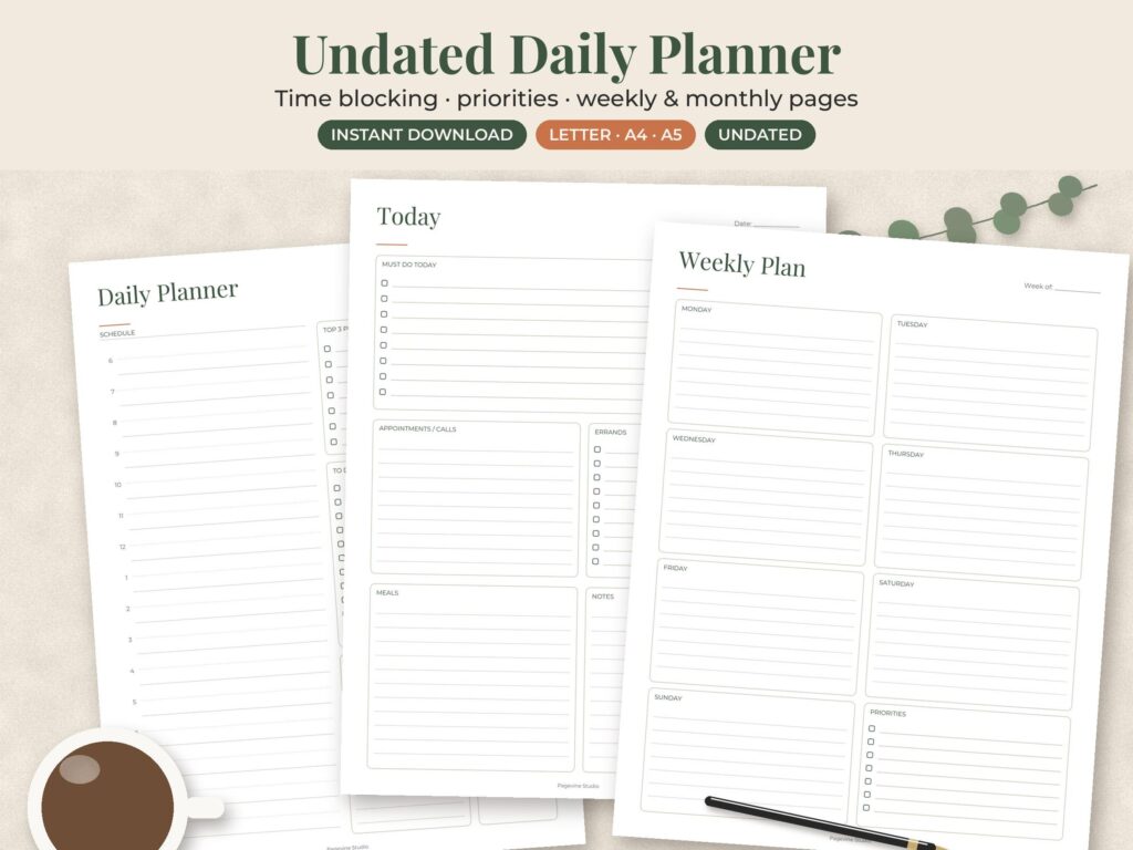Minimalist Undated Daily Planner
