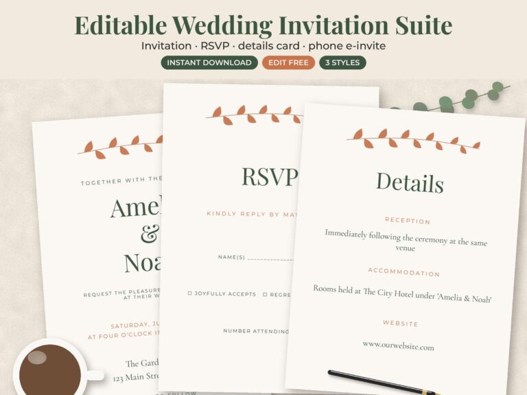 Minimalist Wedding Invitation Set