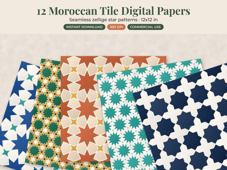 Moroccan Zellige Tile Digital Paper