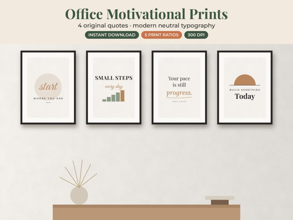Motivational Typography Office Prints