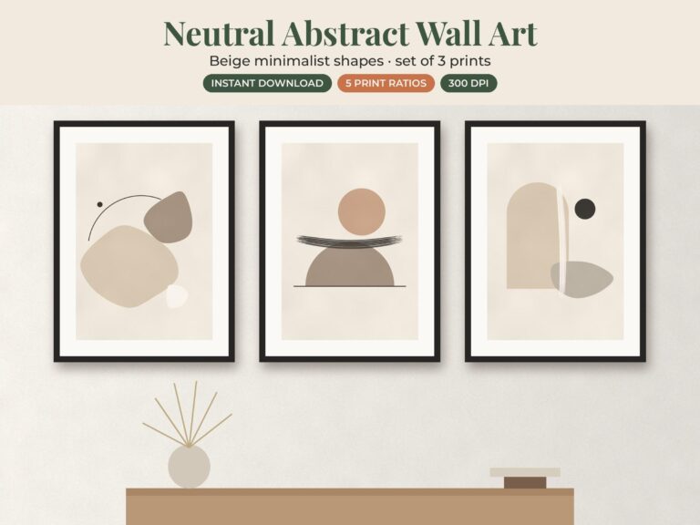 Neutral Abstract Prints Set of 3