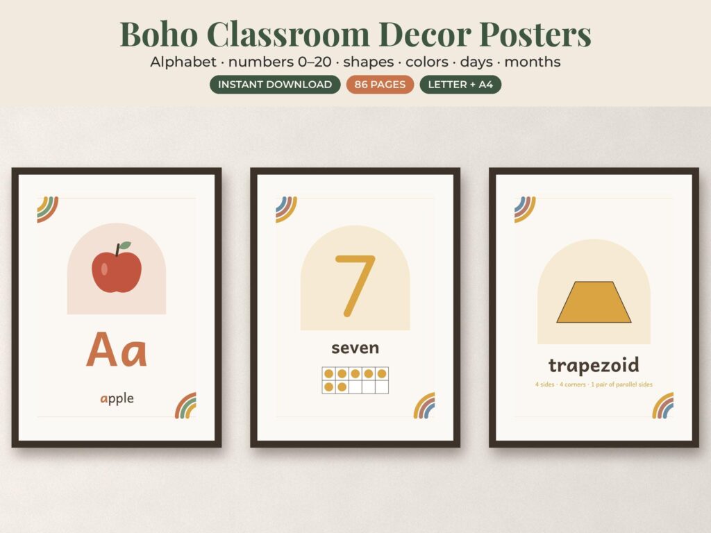 Neutral Boho Classroom Posters