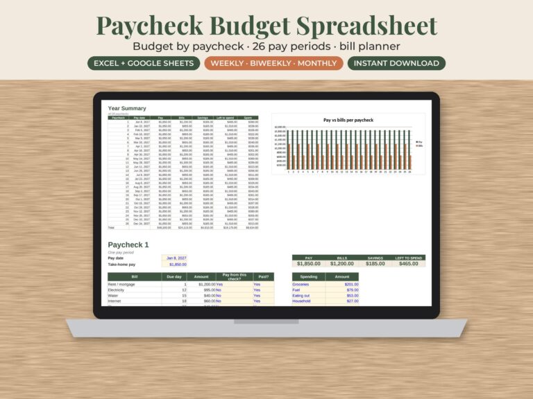 Paycheck Budget Spreadsheet