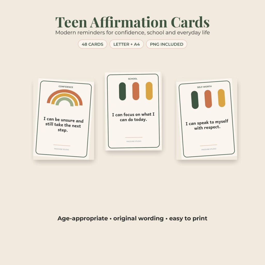Positive Affirmation Cards for Teens