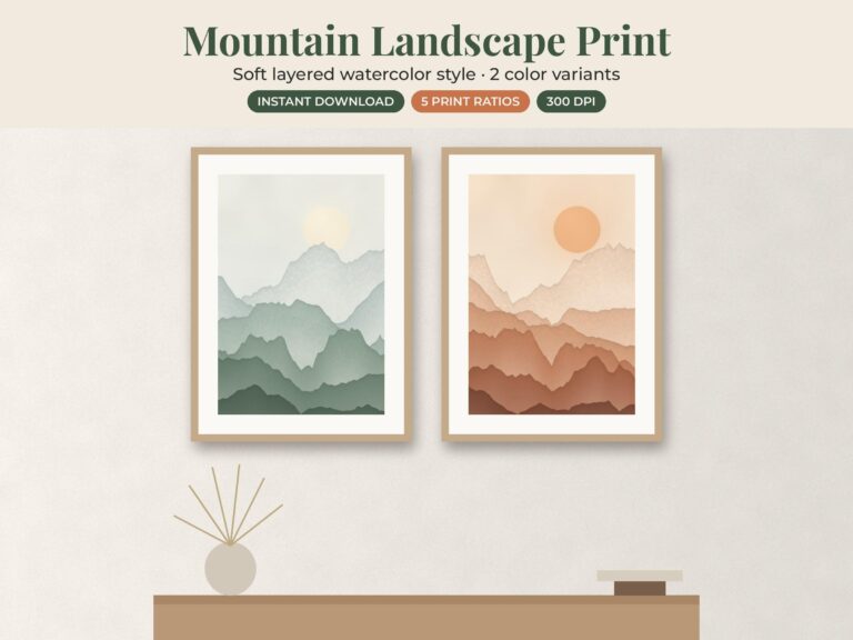 Sage Green Mountain Print