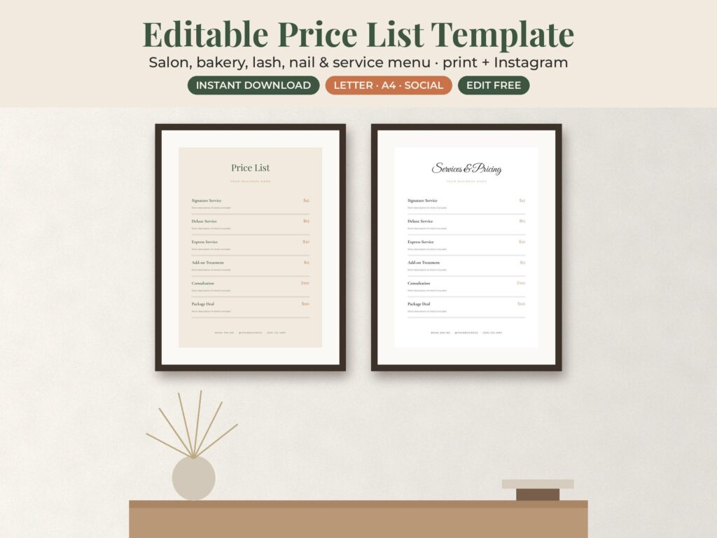 Salon Price List & Service Menu