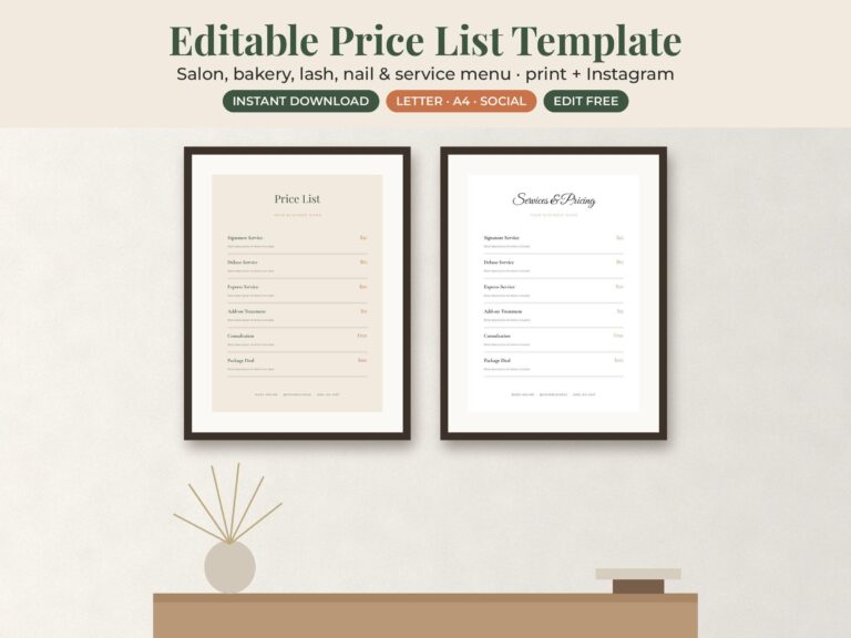 Salon Price List & Service Menu