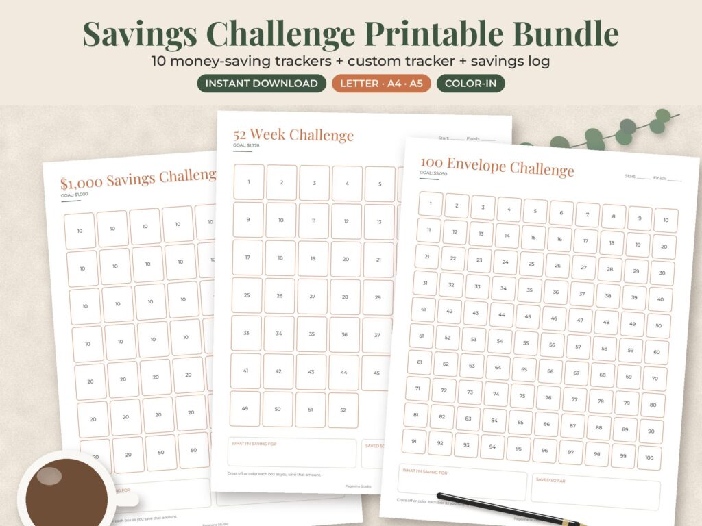Savings Challenge Tracker Bundle