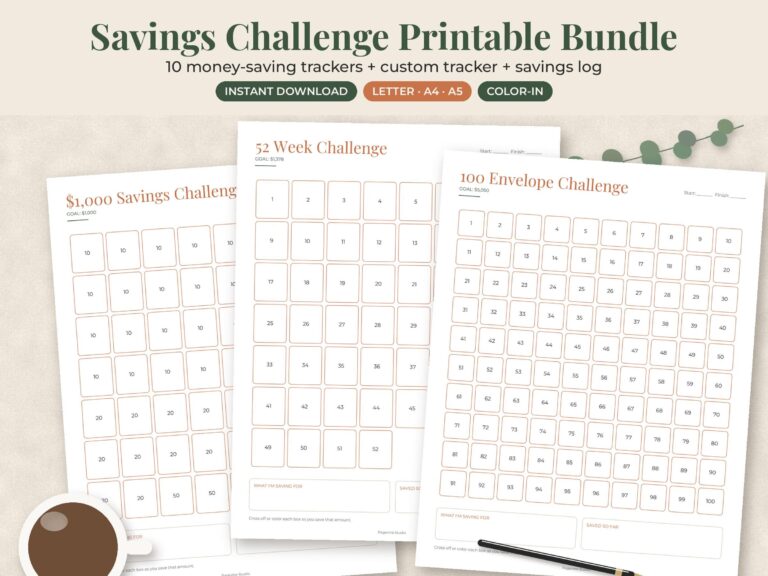 Savings Challenge Tracker Bundle