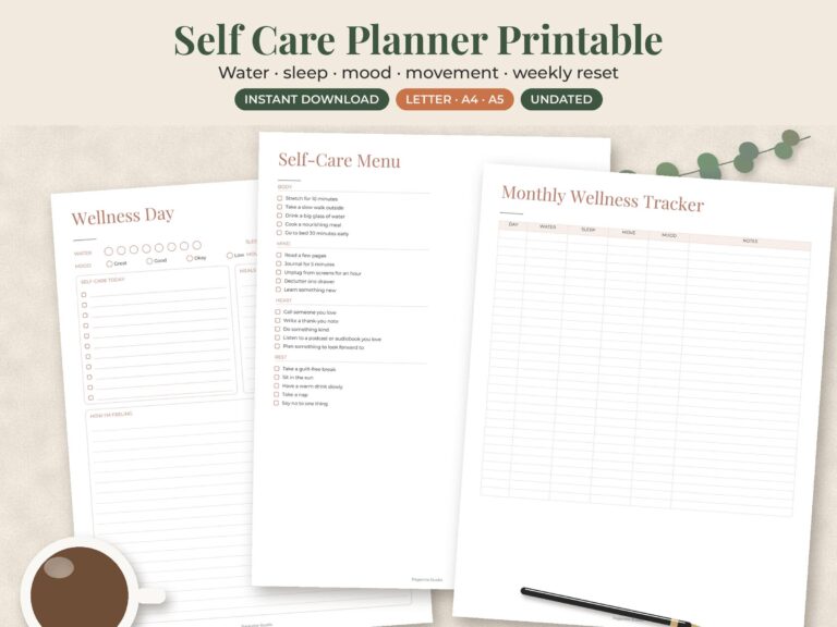 Self Care & Wellness Planner