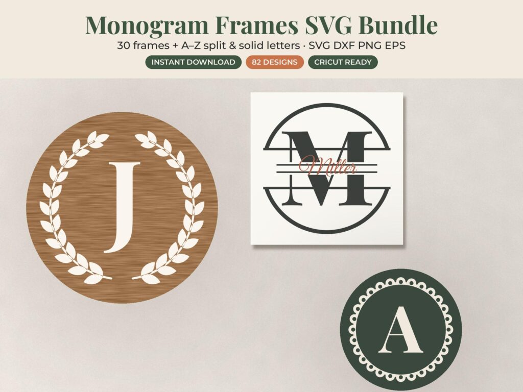 Split Monogram Circle Frames SVG Bundle