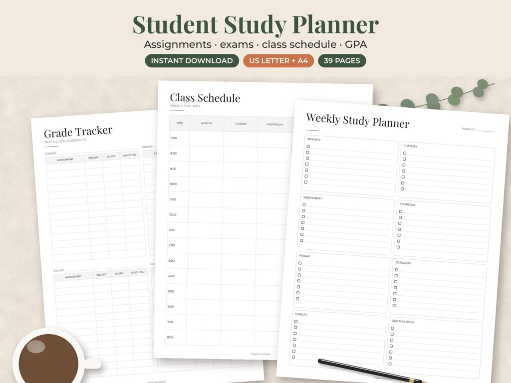 Student Planner for Homework & Exams