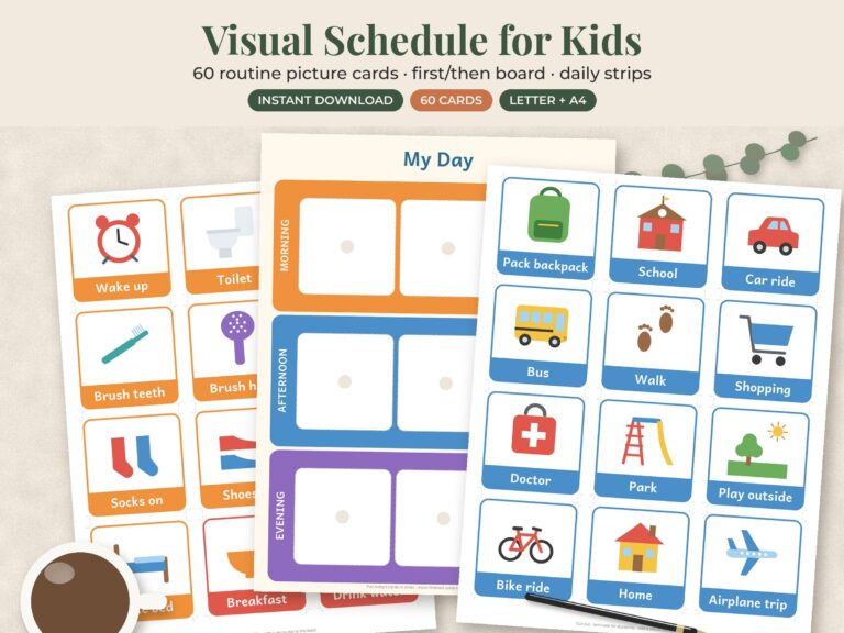 Visual Schedule Picture Cards for Kids